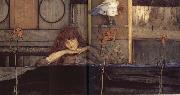 Fernand Khnopff I lock my dorr upon myself Germany oil painting artist